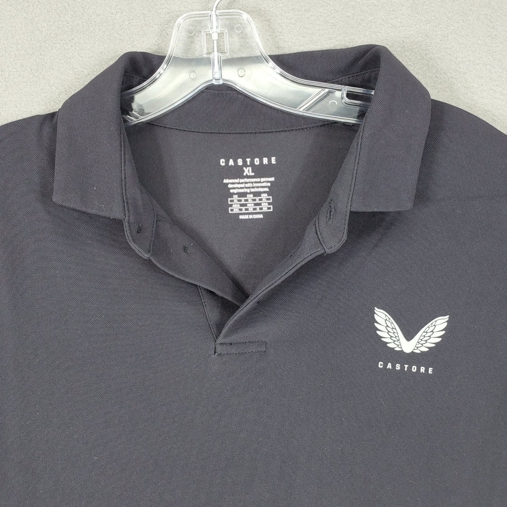Castore Polo Shirt Men XL Black Aertek Performance Short Sleeve Athletic XL